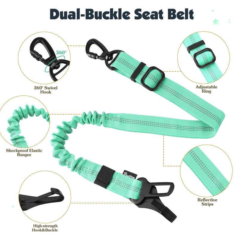 Pawaboo Dog Seat Belt Harness for Car, Dog Car Harness Seatbelt with Double Clips, Adjustable Breathable Pet Vest & Dogs Safety Tether with Elastic Bungee for Small Medium Large Pet, L, Blue + Black - PawsPlanet Australia