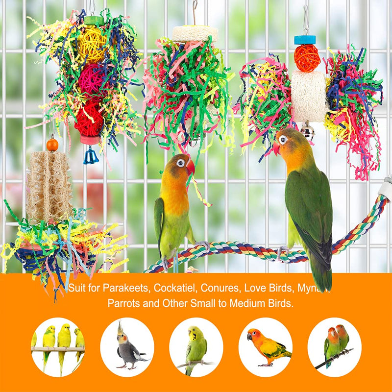 Foraging Toys Parakeet Chewing Hanging Toy Shredded Paper Bird Cage Accessories for Conure Cockatiel Budgies Lovebird Parrotlet Without Rope Perch - PawsPlanet Australia
