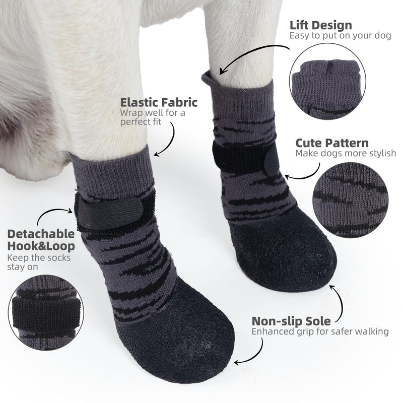 PUPTECK Anti Slip Dogs Shoes for Hot/Cold Pavement, Senior Booties, Rubber Boots & Paw Protectors for Small Medium Large Size Dogs to Prevent Licking, Grippy Socks for Hardwood Floors, Tiger, M Animal Print(Tiger Stripes) - PawsPlanet Australia
