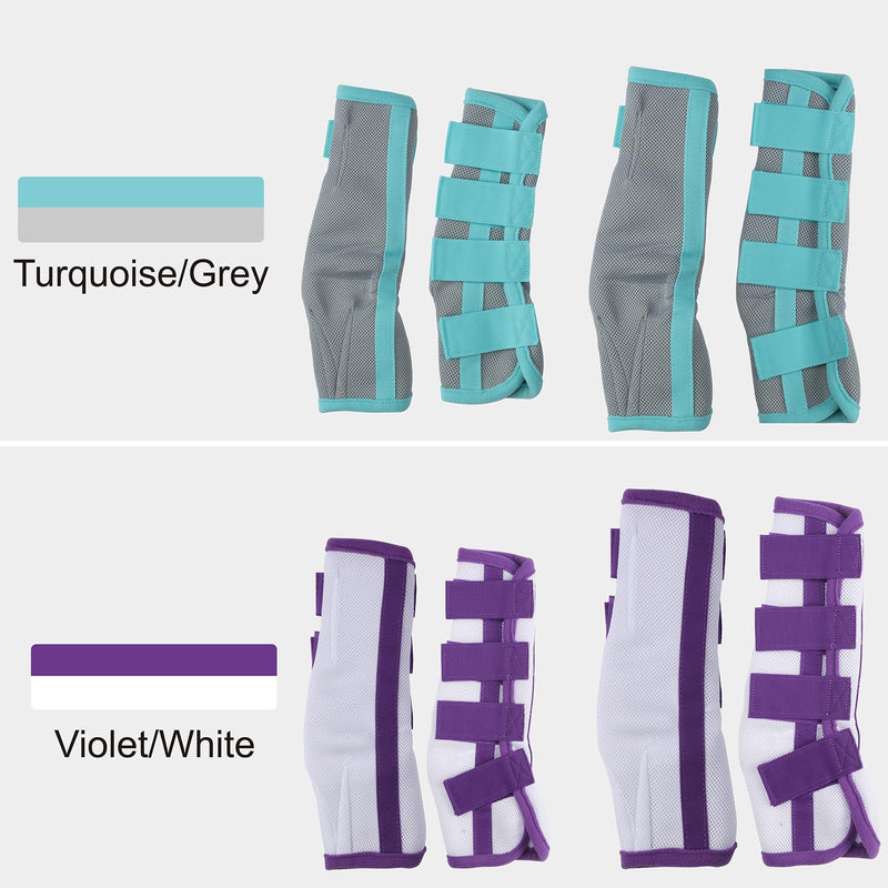 Horse Fly Boots Set of 4 - No-Rub Airflow Mesh Leggings to Reduce Stomping - Stay-on Breathable Horse Leg Wraps for Pasture, Stable & Field Green Full