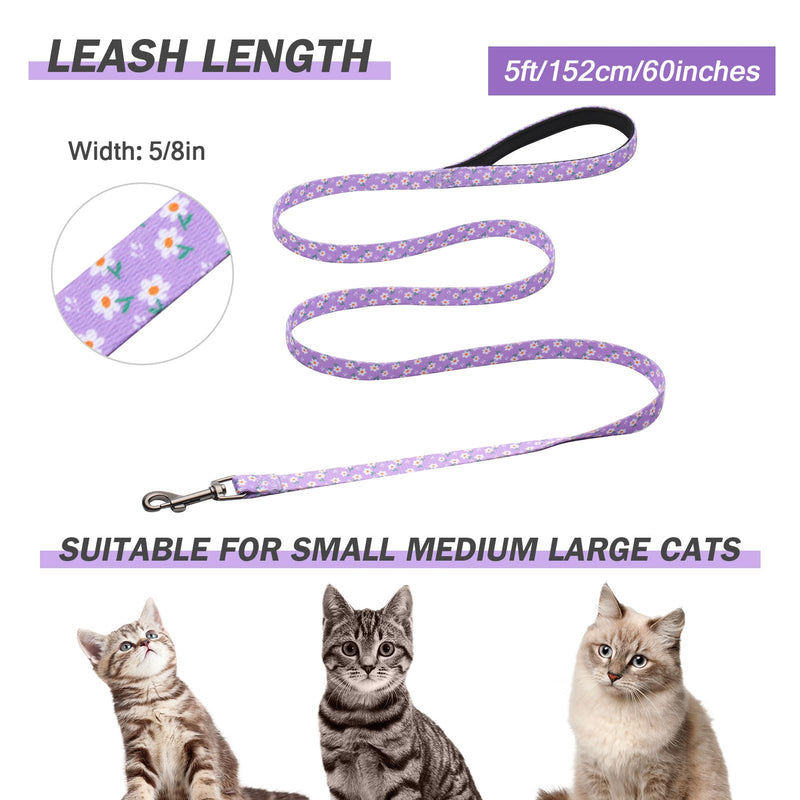 Hikiko Cat Harness and Leash Set Escape Proof Adjustable Walking Travel Cute Girl Kitten Harness for Small Medium Large Cats (Purple Floral, M) Purple Floral - PawsPlanet Australia