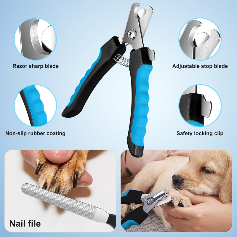 Odoland Dog Grooming Scissors Set Include Dog Slicker Brush, Pet Nail Clippers, Safety Round Tip Pet Grooming Shears for Kit Small Dogs Large Dog and Cats - PawsPlanet Australia