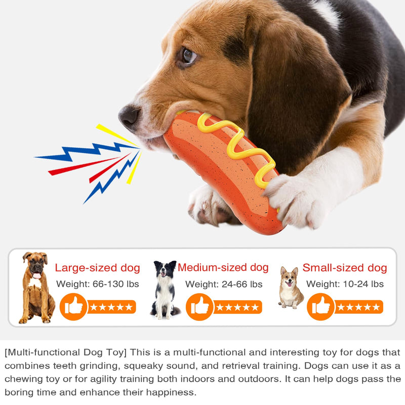 Hot Dog Squeaky Dog Toy - Interactive Rubber Dog Chew Toy for Aggressive Chewers - Durable Dog Accessories & Long Lasting Dog Chews - Humorous Gift for Dog Lovers - PawsPlanet Australia
