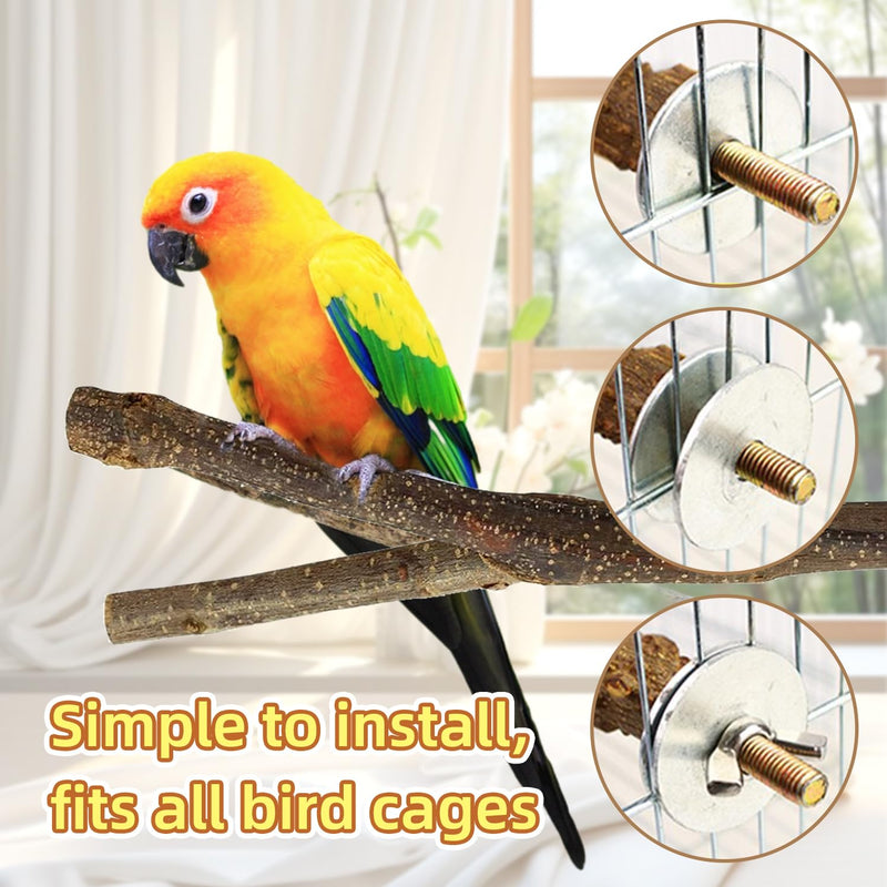 8-Piece Set Natural Wood Bird Perches - Wooden Parrot Stand with Fork Toys, Hanging Multi-Branch Platform, Hammock Swing - Suitable for Parakeets, Budgies - Durable Pet Bird Accessories - PawsPlanet Australia
