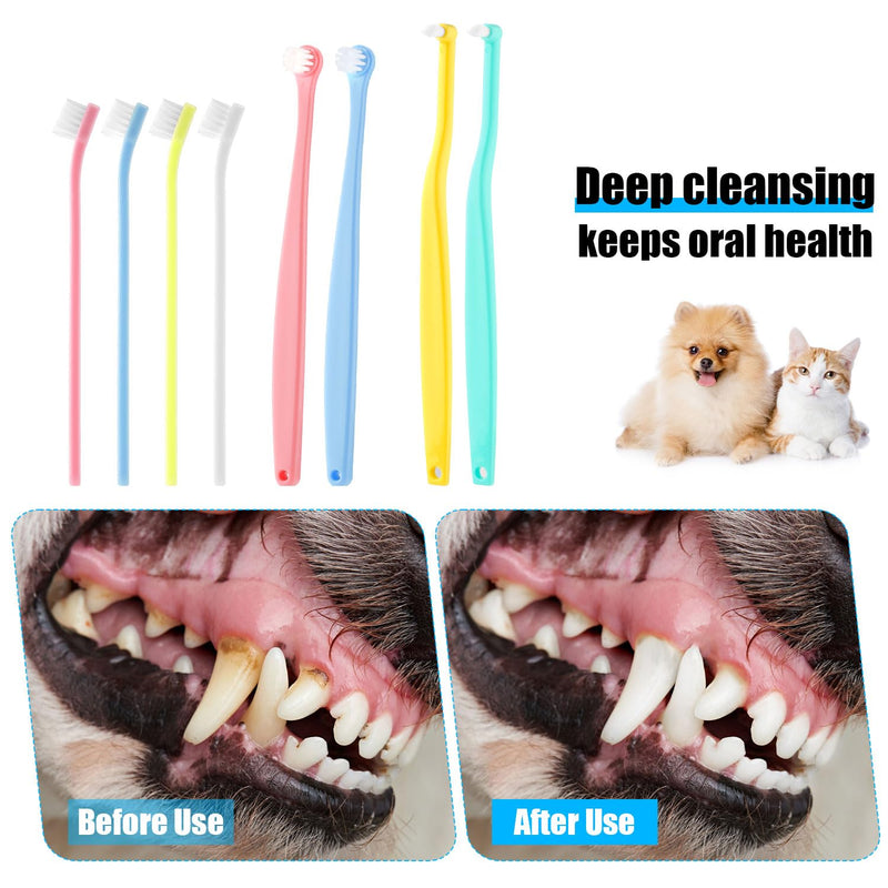 8-Piece Dog Toothbrush Set, 3 Designs, Cat and Dog Toothbrush, Micro Brush Head, Puppy Toothbrush, Soft Bristles, Dental Care Set for Dogs to Remove Plaque (Colour 1)