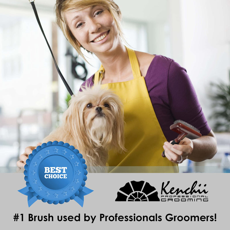 Kenchii Pet Grooming Slicker Brush for Dogs and Cats | Dog and Cat Brush for Shedding | Solid Wood, Non Slip Grip Dematting and Undercoat Brush for Long or Short Haired Pets | Size Large - PawsPlanet Australia