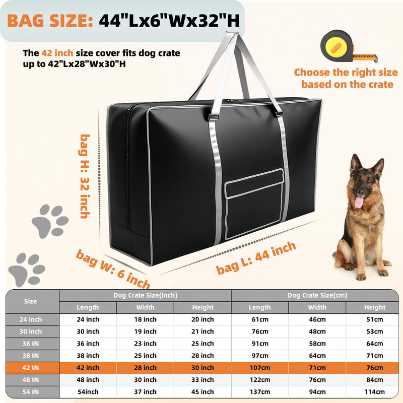 42 - inch Foldable Wire Dog Crate Storage Bag, Silver Outer Trim and Strap, Aesthetic and Practical, 44.1×6.3×31.9 inches Black 42.0"Lx 6.3"W x 30.0"H - PawsPlanet Australia
