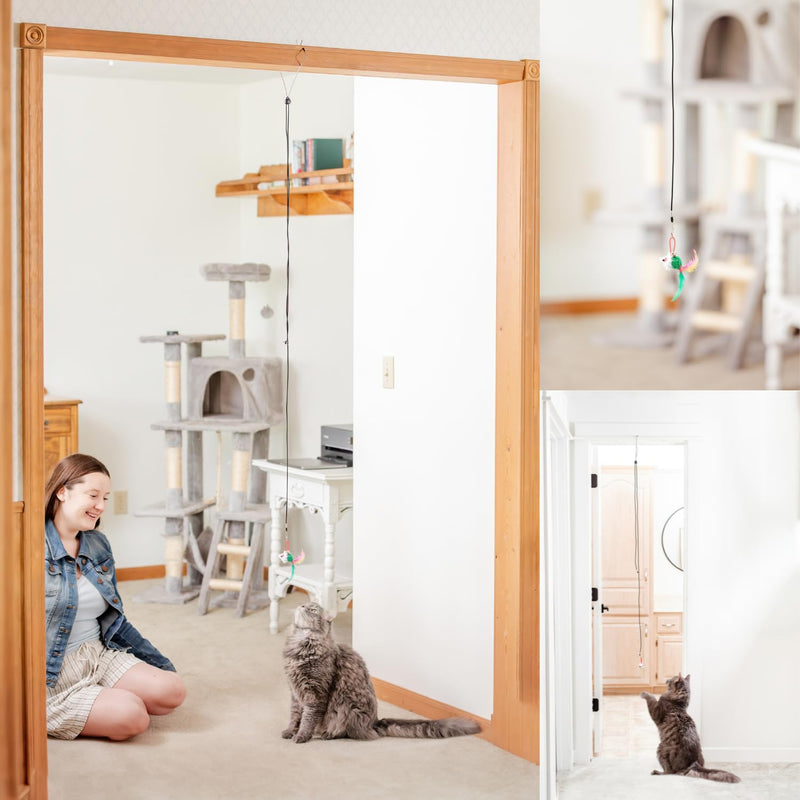 Cat Wand Toys for Indoor Cats Cat Toys for Bored Indoor Adult Cats Feather Toy Suction Cup Cat Toy Cat Bird Toy Interactive Bird Simulation Cat Floor Suction Cup Cat Toy for Indoor Cats Main Cat Toy - PawsPlanet Australia