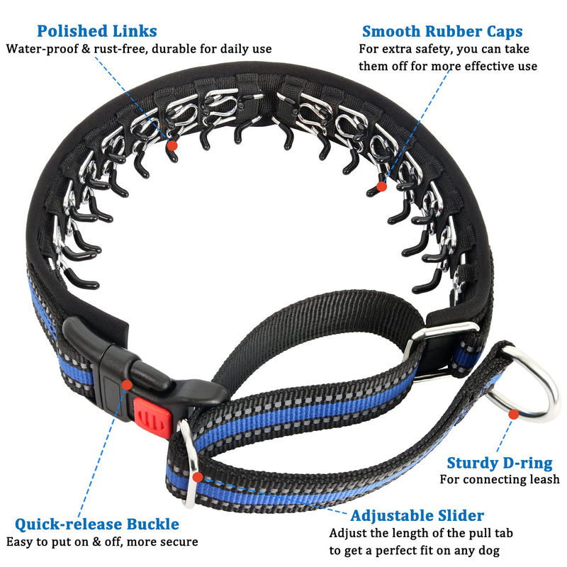 Mayerzon Martingale Collar for Dogs, Patented No Pull Dog Collar with Reflective Strip for Small Medium Large Dogs, Anti Pulling Dog Collar with Buckle for Walking Training, Safe for Night Walk Medium,2.5mm,20-Inch,14.5-18.5"Neck Blue(Reflective) - PawsPlanet Australia