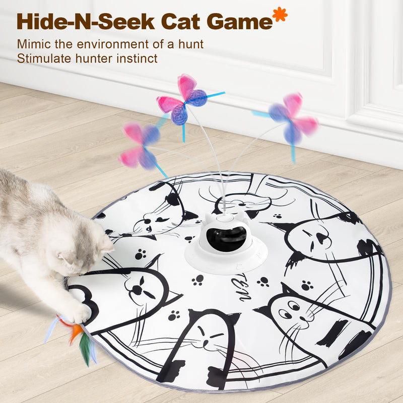 Cat Toys Interactive Rechargeable 2in1 Hide and Seek, Spinning Butterfly, Moving Feather Automatic Kitten Toys for Indoor Cat Exercise Chasing for All Ages Cats Meow - PawsPlanet Australia