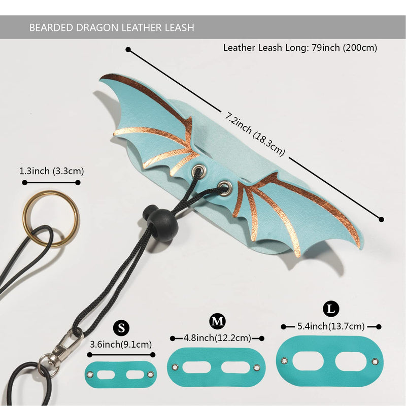 Bearded Dragon Leash and Harness Set, Beardie Blue Carrier, Lizard Adjustable Harness with Leather Wings and Sling Bag, Reptile Small Pet Backpack Batwing Accessories for Outdoor Travel Walking Rest - PawsPlanet Australia