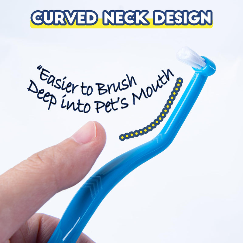 Small Dog Toothbrush, Cat & Puppy Tooth Brushing Kit, Mini Head Teeth Brush for Kitten & Tiny Pet, Doggy Toothbrushes Deep Dental Cleaning, 2 PCS - Blue 1 Count (Pack of 2)