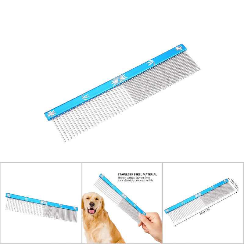 Regun Hair Comb - 3 Colors Pet Hair Trimmer Comb Dog Cat Hair Comb Anti-Static Comb Straight Row(BLUE) - PawsPlanet Australia