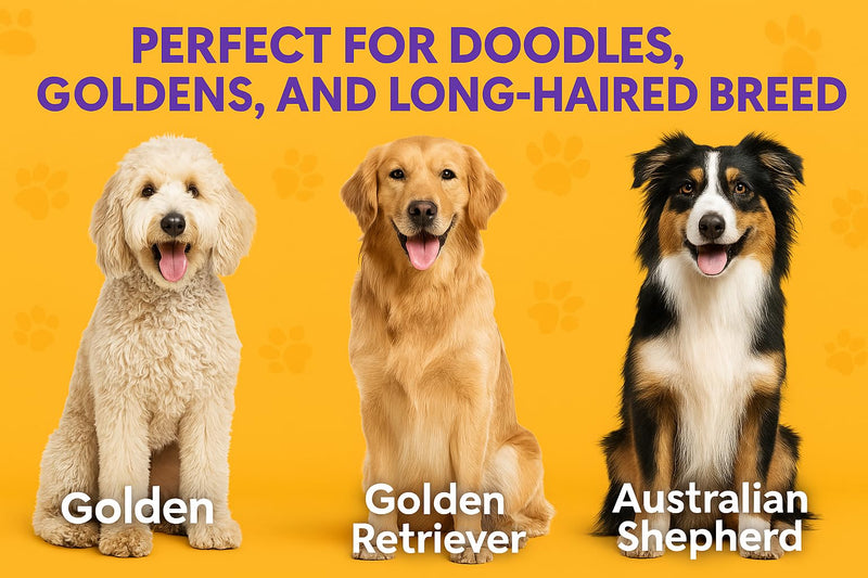 Slicker Dog Brushes for Grooming Detangler, Poodle Pin Dematting Dog Grooming Brushes - Soft Dog Brush for Short or Long Hair - Gentle Tool for Sensitive Skin Removes Dander, Dirt, and Detangles
