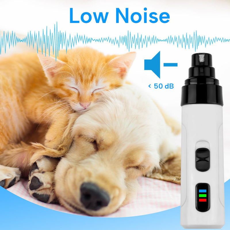 Silent Dog Nail Grinder,Electric Pet Nail Trimmer Silent Groom Pro,USB Rechargeable Dog Claw Grinders Quiet Diamond Bit Puppy Nails Clippers File Trimmer for Dogs & Cat - PawsPlanet Australia