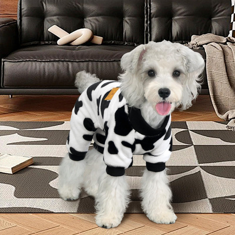 XPUDAC Cow Dog Sweater, Dog Winter Clothes for Small Medium Dogs Girl Boy Fleece Dog Pajamas for Winter Christmas, Medium Medium(Chest-16.5") - PawsPlanet Australia