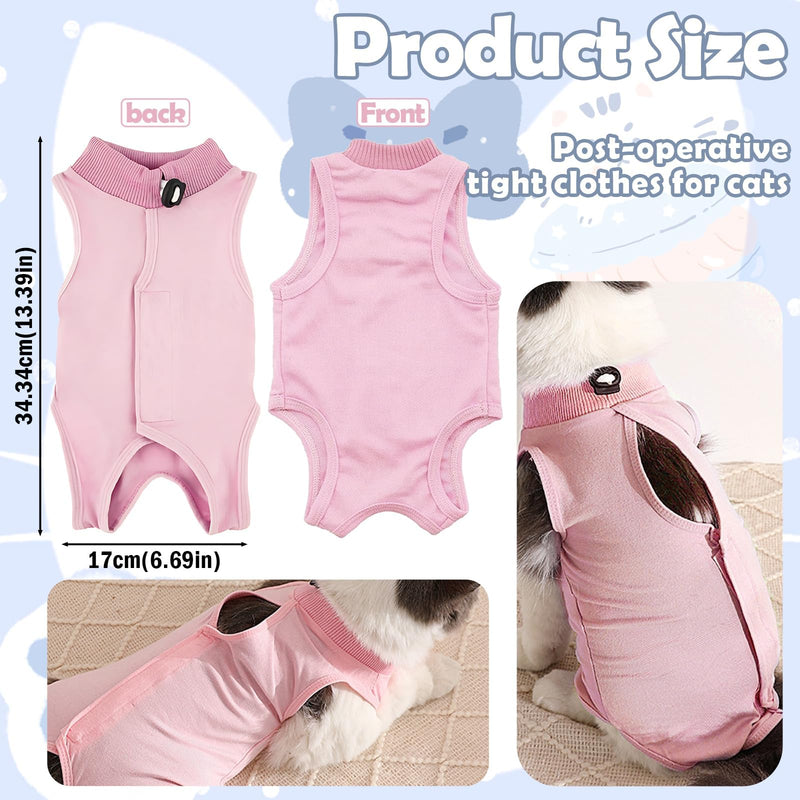 KAIYAYA Cat Bodysuit After Op, Pink, 2-4 kg | recovery suit, modal, castration recovery, abdominal wounds, female