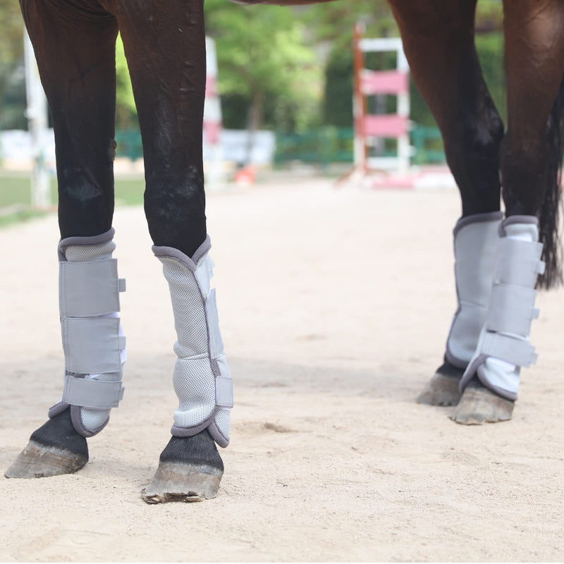 Fly Boots for Horses Set of 4, Breathable Comfy Mesh Horse Leggings Reduce Stomping, Hoof Stress, and Leg Fatigue Grey Full - PawsPlanet Australia