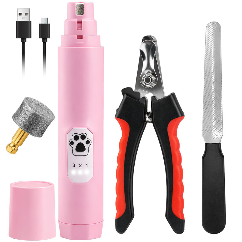 Dog Nail Grinder 3 Speeds Electric Dog Nail Trimmer Super Quiet Rechargeable Pet Nail Grinders Painless Paws Grooming Smoothing Tool for Large Medium Small Dogs Cats - PawsPlanet Australia