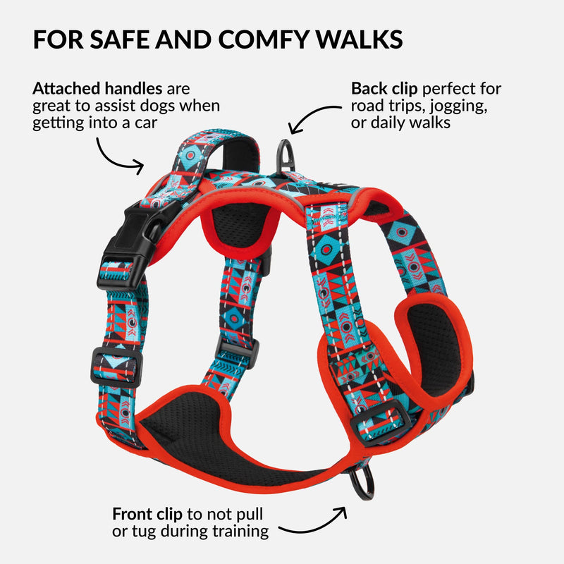 CollarDirect No Pull Reflective Dog Harness with Handle and Front Clip, Adjustible Soft Padded Vest for Small to Large Dogs Training and Walk (Size L, Pattern PT1) - PawsPlanet Australia