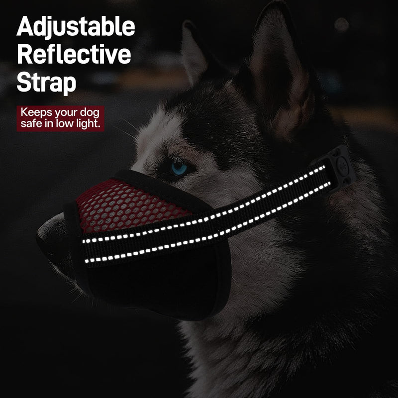 Pezluxe 2-Pack Dog Muzzle, Soft Air Mesh Muzzle Anti Biting Barking Chewing, Secure & Breathable Drinkable Pets Muzzles with Adjustable Strap, for Small Medium Large Dogs (Red-L) Red L - PawsPlanet Australia