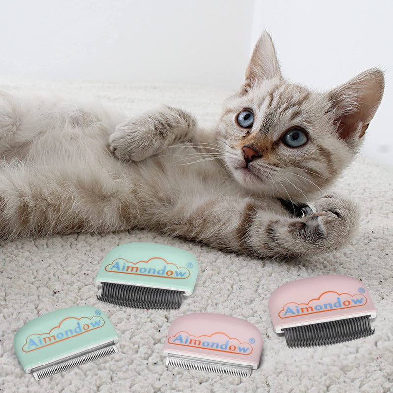 Cat Comb, Cat Brush for Shedding Grooming, Hair Removal Massaging Shell Comb for Cats Dogs Puppy Rabbit Bunny, Easy to Dematting Matted Fur Tangled Hair Undercoat, 2 PCS (Pink) Pink - PawsPlanet Australia