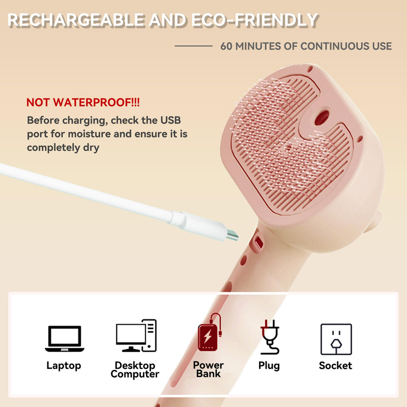 Dog Steam Brush 3-in-1 Spray Bath Brush for Dog and Cat, Pet Hair Removal Comb for Long & Short Haired Pets, Self Cleaning Grooming Brush Can Help to Comb a Pet's Fur and Remove Fleas Pink Pets Brush & 1 Shampoo - PawsPlanet Australia