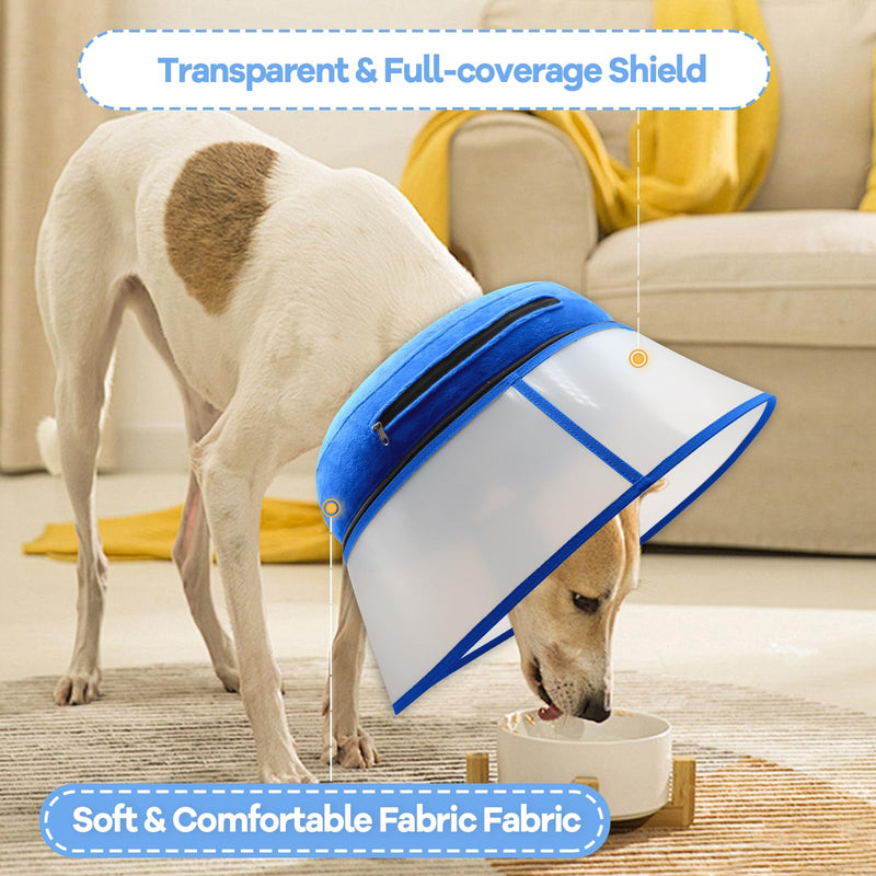 2-in-1 Inflatable Dog Cone Collar with Detachable Anti-Licking Shield, Soft Adjustable Elizabethan Collar for Dogs After Surgery (XL, Blue) XL (Neck: 18-22")