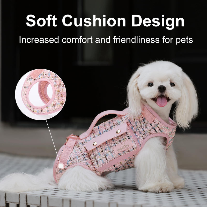 Dog Lift Harness Dog Carrier Dog VES Harness Adjustable Dog Leash with Small Puppy Treat Bag?Pink,XS? X-Small(2-5 LBS) 2.0 Pink - PawsPlanet Australia