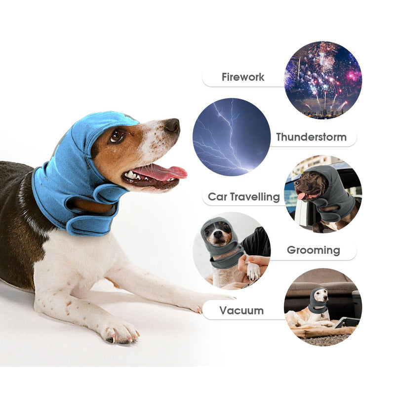 Dog Ear Protectors for Noise Anxiety Relief,Adjustable Calming Hoodie Thickened Ear Wraps for Dogs,Quiet Head Cover Sleeves Anxiety Relief for Firework Thunderstorms Grooming M(A189-1)
