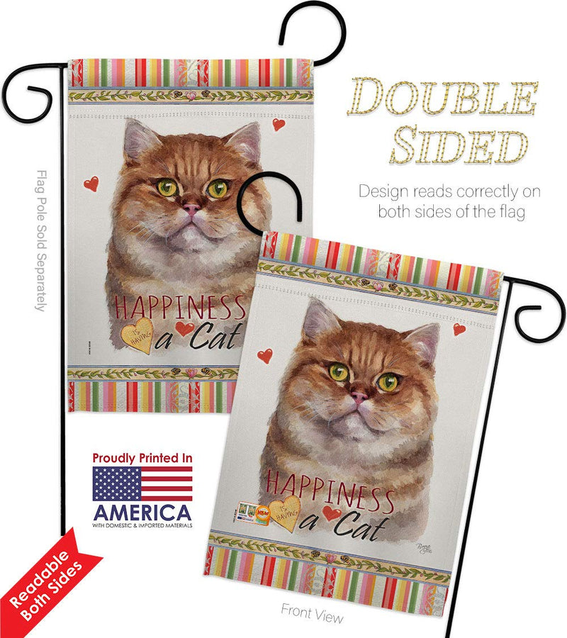 Breeze Decor British Short Hair Happiness Garden Flag 2pcs Pack Cat Kitten Meow Spoiled Paw Fur Pet Nature Farm Animal Creature House Banner Small Yard Gift Double-Sided, Made in USA - PawsPlanet Australia