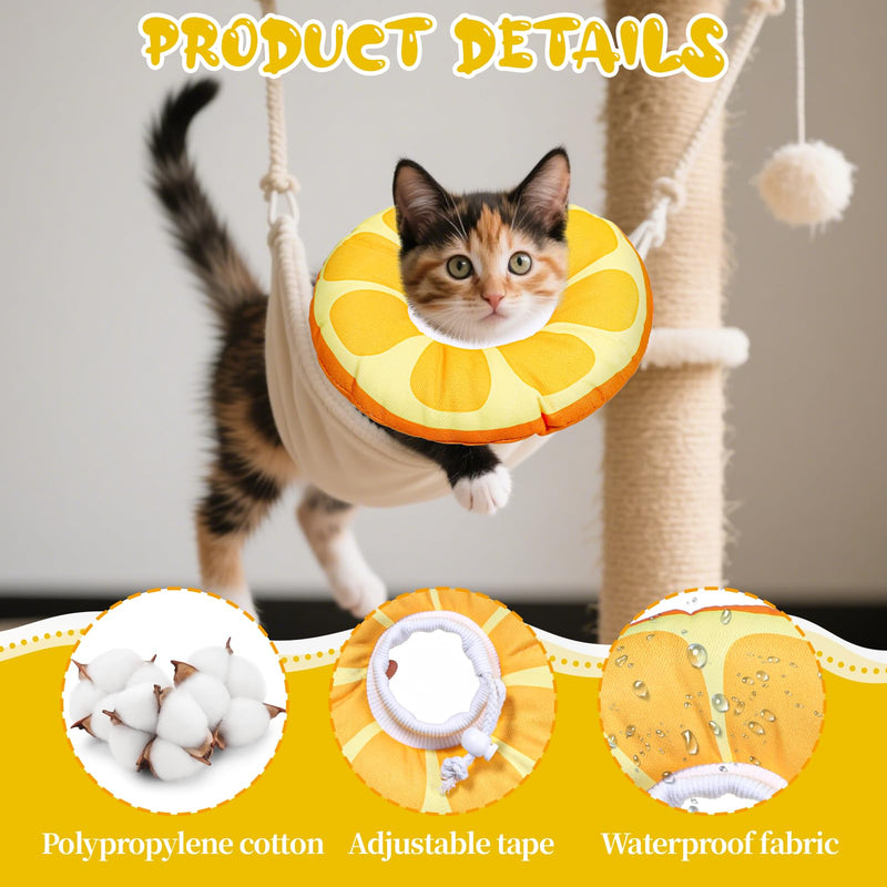 COMNICO Kitten Cones After Surgerys Small Waterproof Cones Collar Small Cats Donut Soft to Stop Licking Neck Elizabethan e Collar for Recovery (S Size Orange