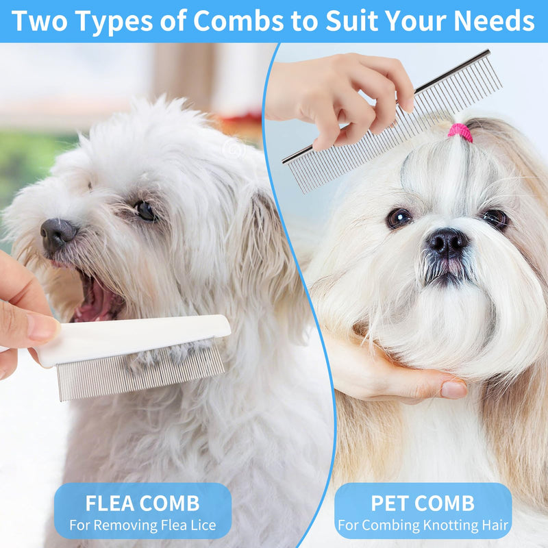 9 Pcs Pet Grooming Brush Set for Shedding, Professional Cats Dogs Long Hair Brush Nail Clipper And File Grooming Kit Self Cleanup Deshedding Multifunctional for Dogs Cats (Grey) Grey - PawsPlanet Australia