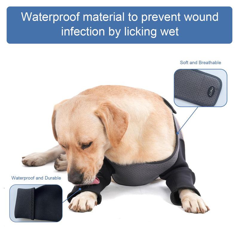 dog sleeves for wounds both front legs，Cone Collar Alternative, Abrasion Resistant Dog Recovery Sleeve, Washable 2.5mm Thick and Waterproof, Breathable Pet Wounds Prevent Licking, Bite Grey (2XLarge) 2XLarge