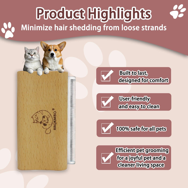 Premium Dog Brush for Shedding,Deshedding Brush Combs for Dogs,Cats,Horses,Professional Pet Hair Removal Grooming Tool for Short and Long Hair,Wooden Deshedder Shedding Tool (Nature Wood 4.33 Inch) - PawsPlanet Australia