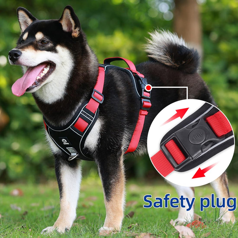 Dog Harness with Handle Tactical Large,No Pull Adjustable Reflective Military Dogs Vest for Labrador Retriever,Husky, German Shepherd Dog (Black/Red, Large) Black/Red - PawsPlanet Australia