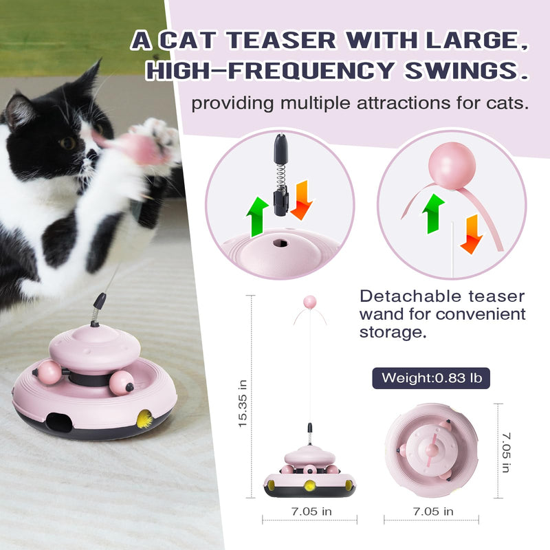 Zaabaaziba Interactive Cat Toys, Track Balls Kitten Toy for indoor, High-Elasticity Cat Teaser Wand Cat Feather Toy, Perfect Toy for Multi-Cat Households for All Cat Breeds Pink - PawsPlanet Australia