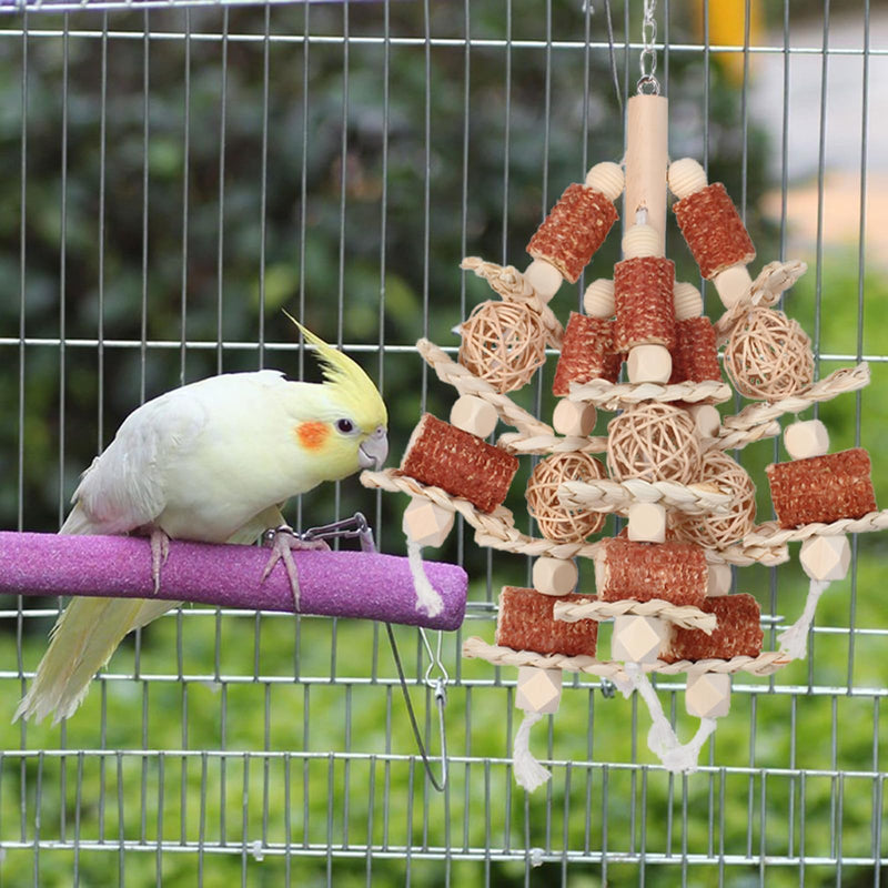 Bird toys, natural corn stick parrot toys hanging in bird cages