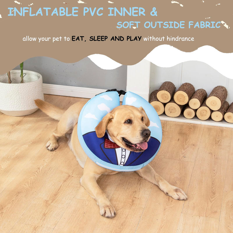 Inflatable Dog Cone Collar,Waterproof Soft Dog Donut Cone for Large Medium Small Dogs Cats, Recovery Dog E-Collar Alternatives After Surgery (Suit Blue, X-Large) Suit Blue - PawsPlanet Australia