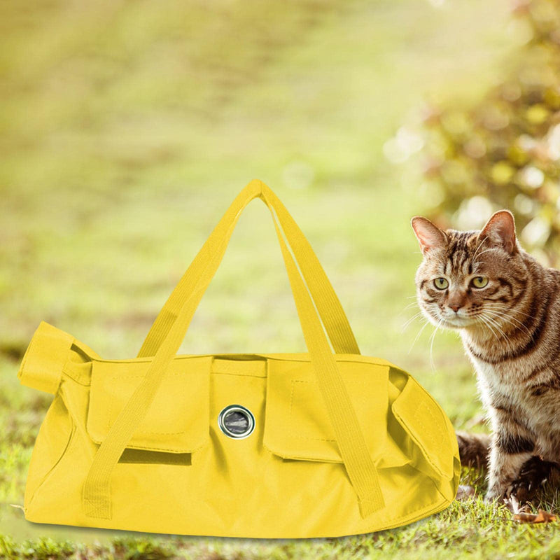 Cat grooming bag, nail trimming bag, cat restraint bag, carrier bag, breathable, durable nylon for bathing, ear cleaning, and fur care, yellow, 42cm x 25cm, M