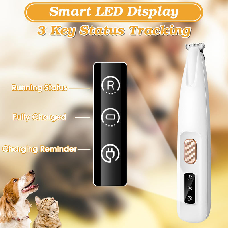 Palksky Dog Paw Trimmer, Upgraded 18mm-Blade Electric Dog Clippers for Groomming-with Led Display, Waterproof Pet Micro Precisiion Trimmer, Rechargeable Hair Shaver for Paws, Ears, Face, Rump-and Eyes One Speed