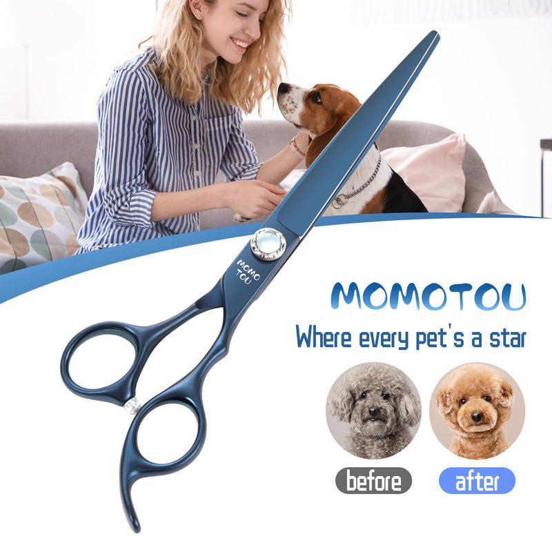 7 inch Matte Blue Straight Dog Grooming Scissors Professional 440C Stainless Steel Dog Shears Smooth Cutting Comfortable Grip and Easy to Use for Groomers and Home Use - PawsPlanet Australia