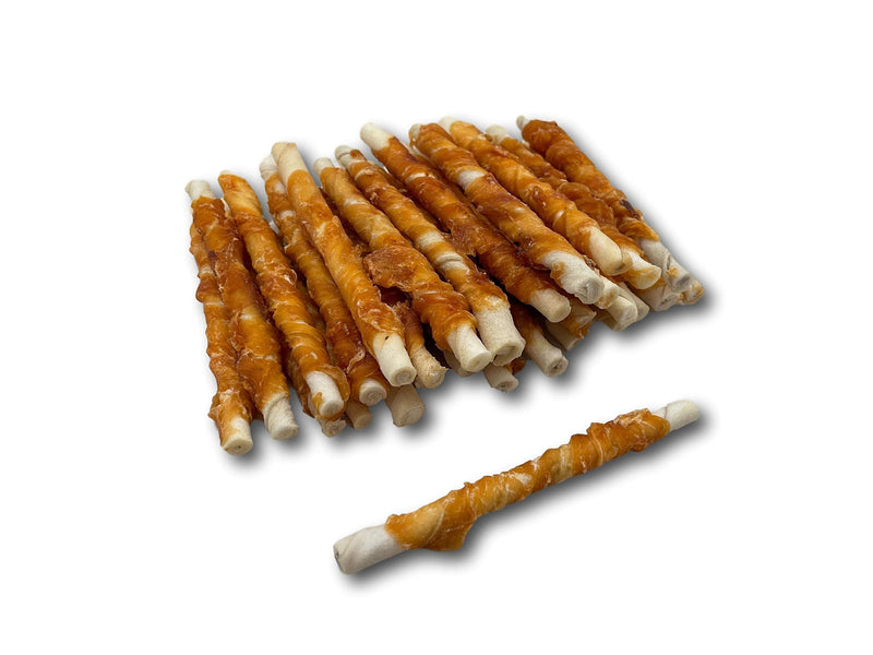 Top Dog Chews - All Natural Chicken Wrapped Rawhide Dog Twists (50 Pack), Natural Chew Sticks for Healthy Teeth and Happy Dogs, Delicious Dog Treats for Canine Dental Care 1 Count (Pack of 50) 50.0 - PawsPlanet Australia