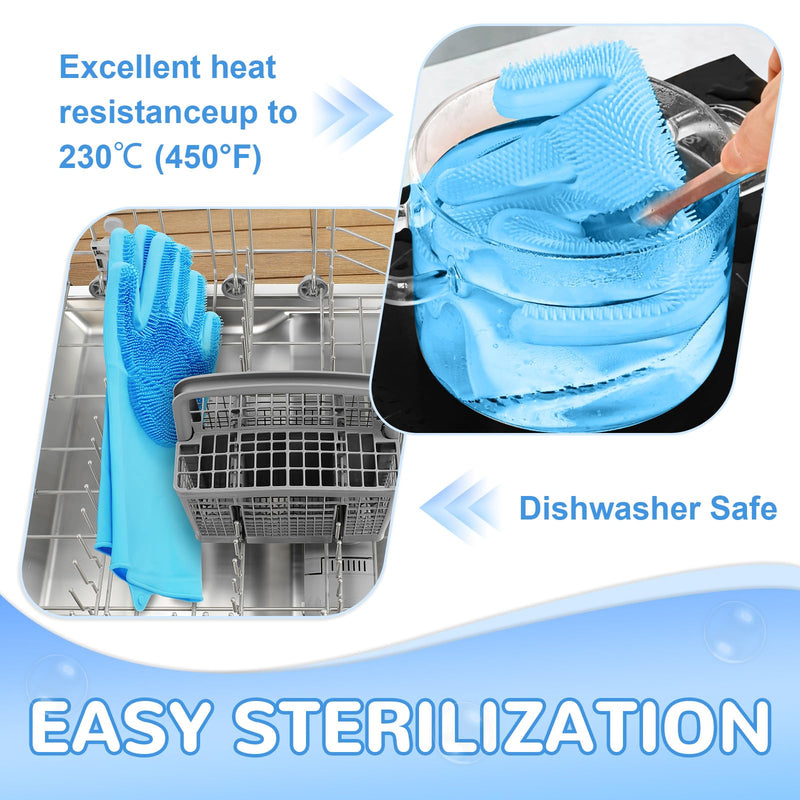 WJWJA-Pet Grooming Gloves - Dog Bath Gloves - Reinforced 5 Finger Design - Perfect for Cat Bath Gloves - Massage - Hair Removal Tool blue - PawsPlanet Australia