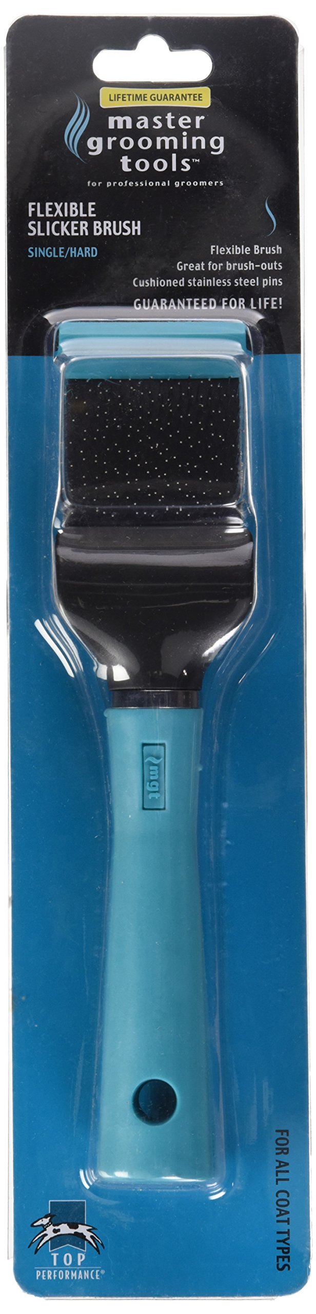 Master Grooming Tools Flexible Single Side Pet Slicker Brush with Hard Handle, Small, Teal Single-Hard - PawsPlanet Australia