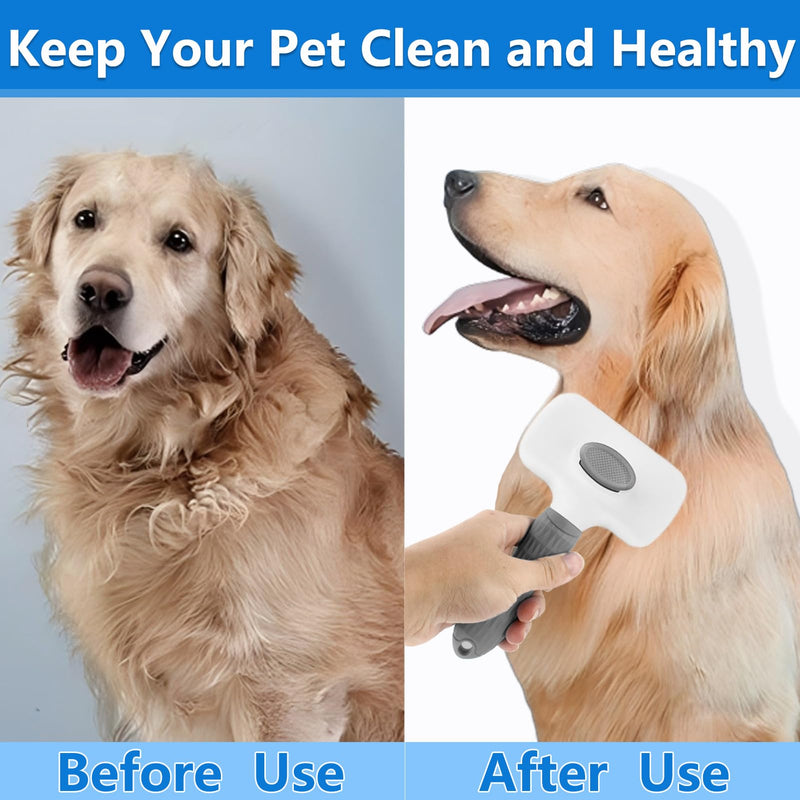 3Pack Dog Brush Grooming Kit -Slicker Dog Brushes for Shedding, Dogs Comb for Grooming, Bath Brush for Pet-Grey Grey