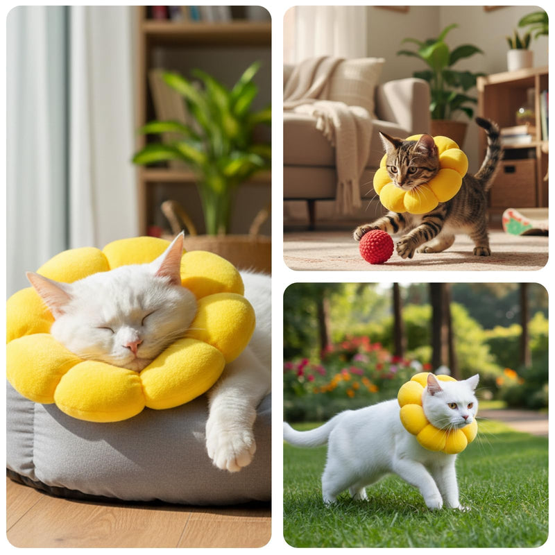 Pack of 2 Cat Collar, Cat Collar, Lick Protection Cat, Cat Collar for Wound Care and Leak Prevention, Soft and Breathable Material, Easy to Attach