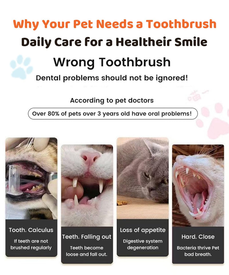5Pack Ultra Soft Pet Toothbrush for Small Dog & Cat Toothbrush Set with 2 Finger Brushes - Soft Bristles for Gentle Pet Dental Care, Teething & Gingivitis Prevention for Puppies & Kittens Model A-small Head