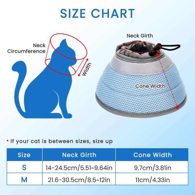 Cat Cone Collar Soft, Cat Recovery Collar Stop Licking After Surgery, Kitten Elizabethan Collar, Adjustable, Lightweight, Comfortable - Blue, M Medium - PawsPlanet Australia