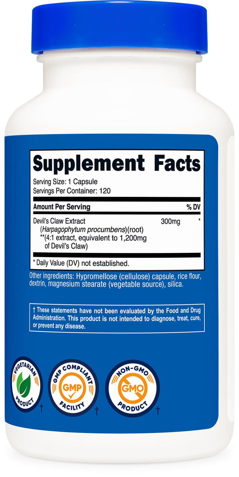 Nutricost Devils Claw Extract 120 Capsules for 120 Servings Per Bottle - Vegetarian, GMO Free and Gluten Free - PawsPlanet Australia